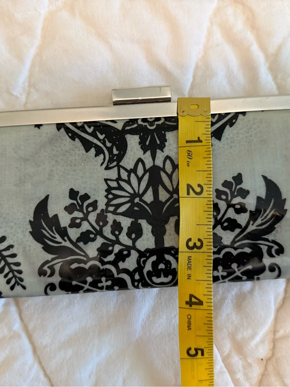 Elegant Black and White Damask Clutch
